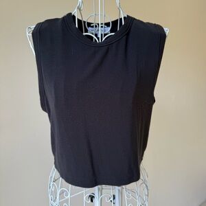 WeWoreWhat Black Ribbed Muscle Crop Tank Top Size Large basic super soft capsule